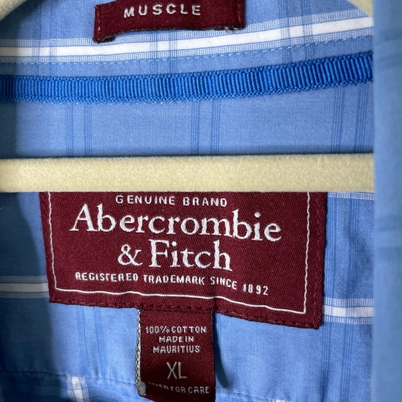 Abercrombie & Fitch Blue Striped Muscle Fit Shirt Men's XL - Picture 3 of 4